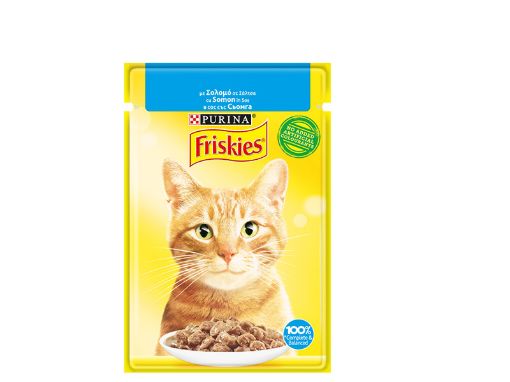 Friskies Adult пауч за котка сьомга хапки сос
