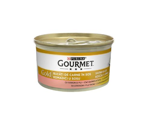 Gourmet Gold Консерва за котки хапки в сос пиле и сьомга